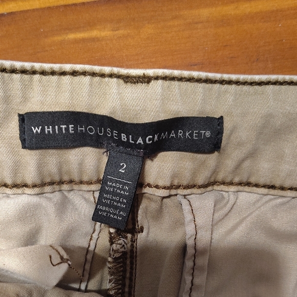 White House Black Market Olive Button-Front Mini Skirt - Picture 2 of 3